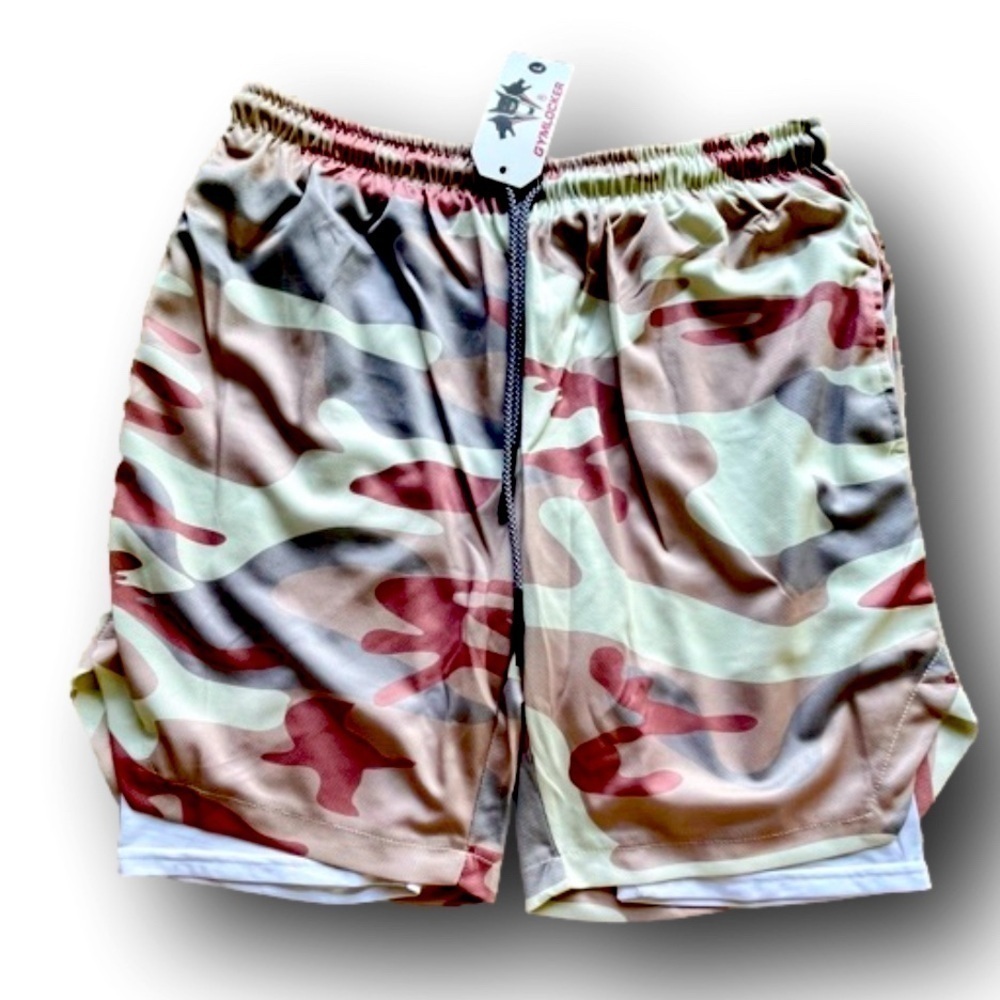 2 in 1 gym shorts with hidden pocket